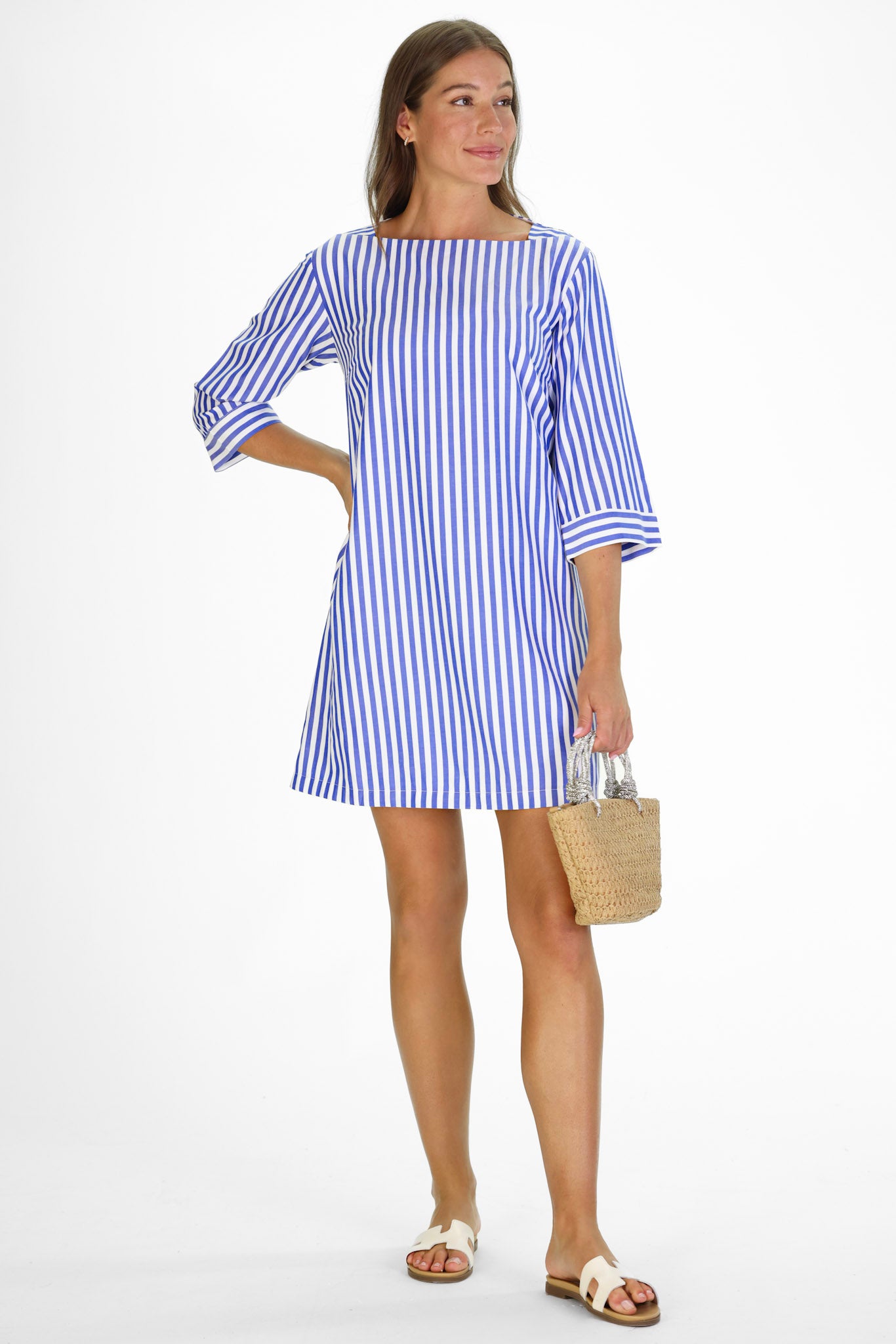 Tilda Dress in Dazzling Blue Stripe M