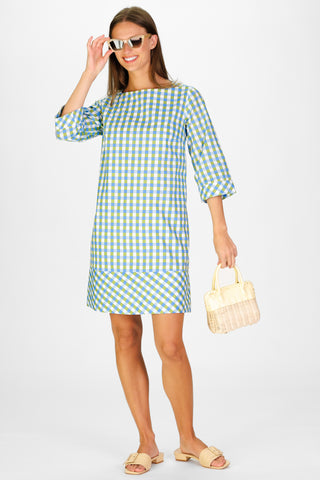 Tilda Dress in Green & Blue Gingham