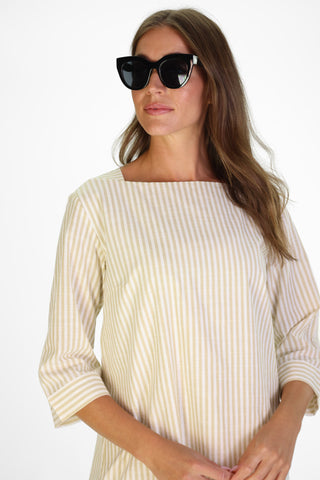 Tilda Dress in Tan Stripe