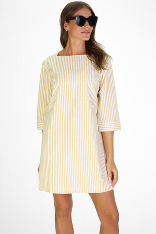 Tilda Dress in Tan Stripe