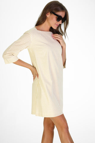 Tilda Dress in Tan Stripe