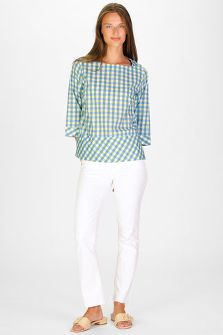 Tilda Top in Green & Blue Gingham