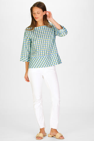 Tilda Top in Green & Blue Gingham