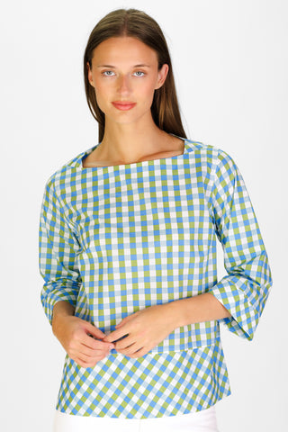 Tilda Top in Green & Blue Gingham