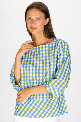 Tilda Top in Green & Blue Gingham