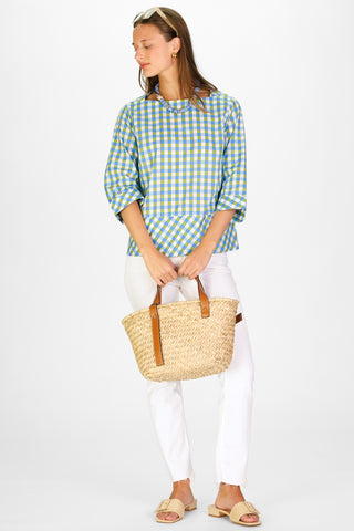 Tilda Top in Green & Blue Gingham