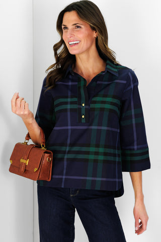 Toni Top in Navy Plaid