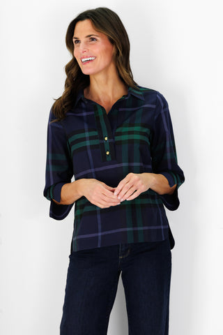 Toni Top in Navy Plaid