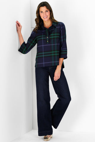 Toni Top in Navy Plaid