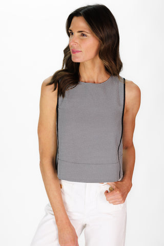 Troye Top in Black Mini Gingham Seersucker
