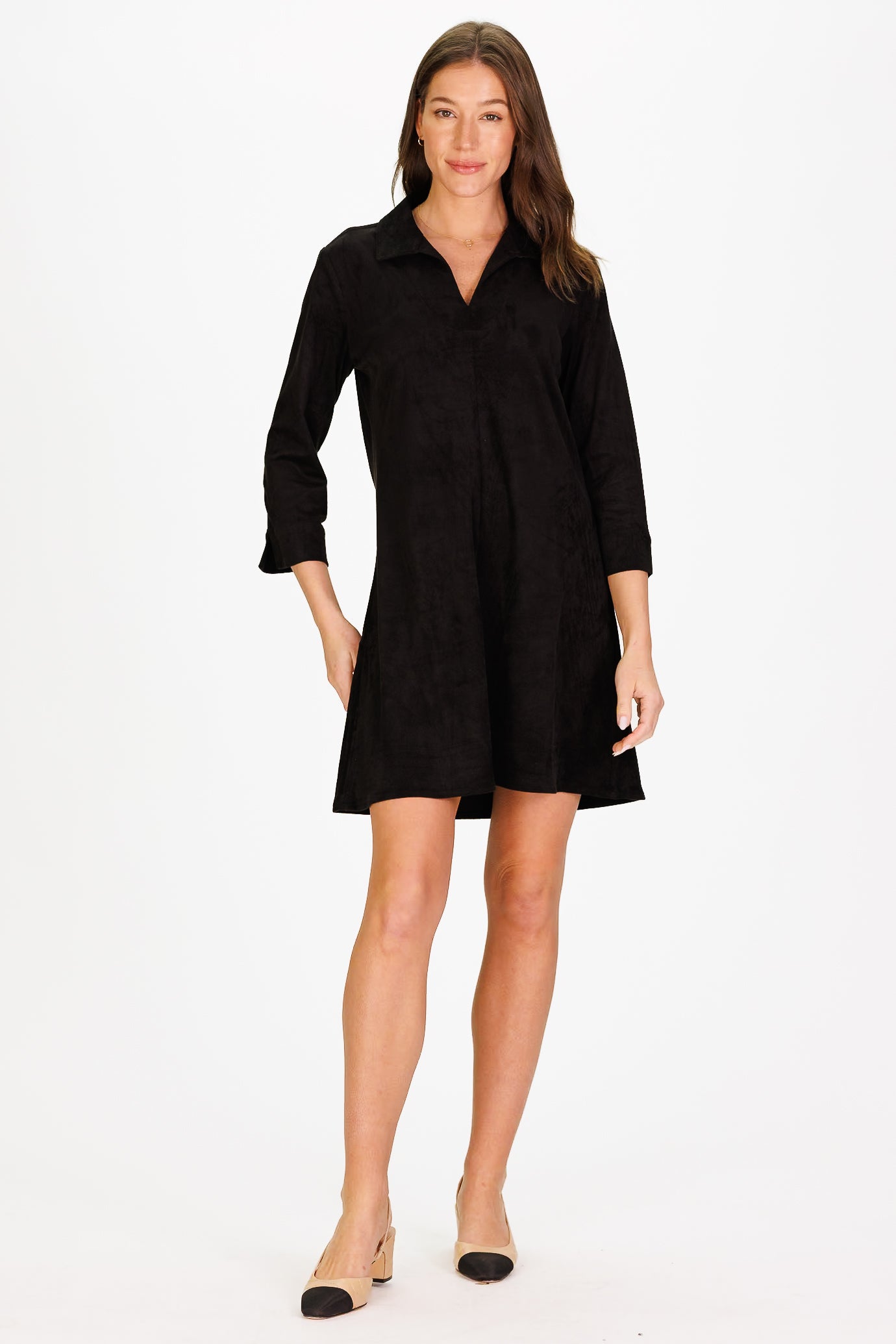 Suede Victoria Dress in Black