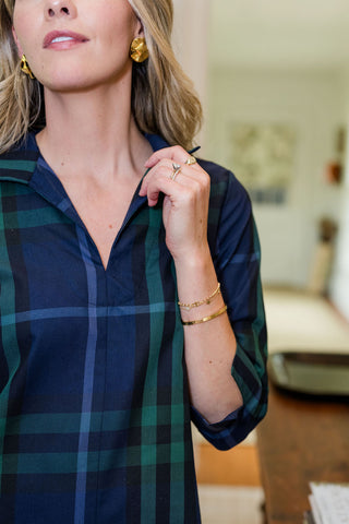 Victoria Dress in Navy Plaid