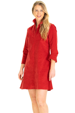 Victoria Dress in Red Corduroy