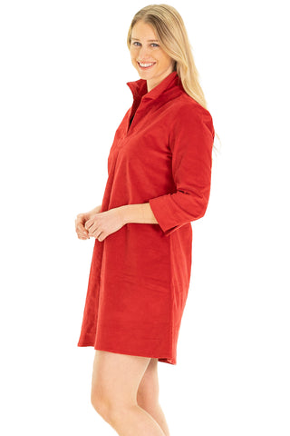 Victoria Dress in Red Corduroy