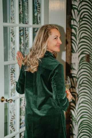 Victoria Dress in Spruce Corduroy