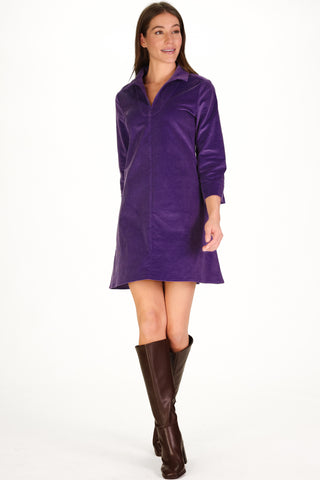 Corduroy Victoria Dress in Purple