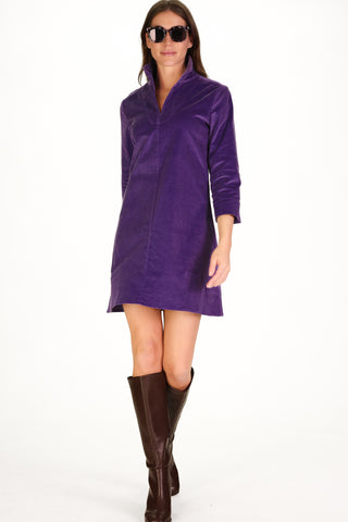 Corduroy Victoria Dress in Purple