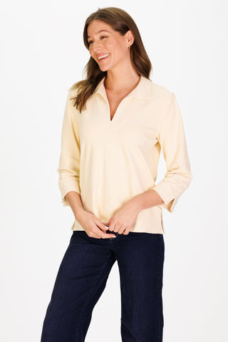 Victoria Tunic Top in Cream Stretch Suede