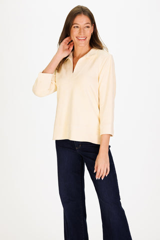 Victoria Tunic Top in Cream Stretch Suede