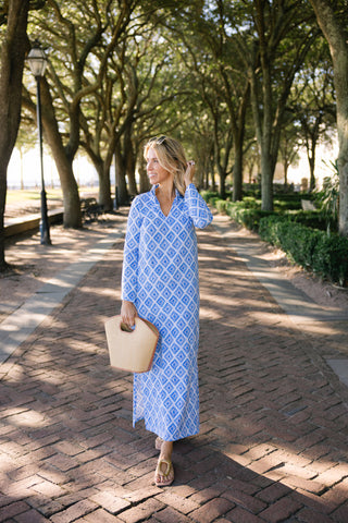 Willow Dress in Bluebell Trellis