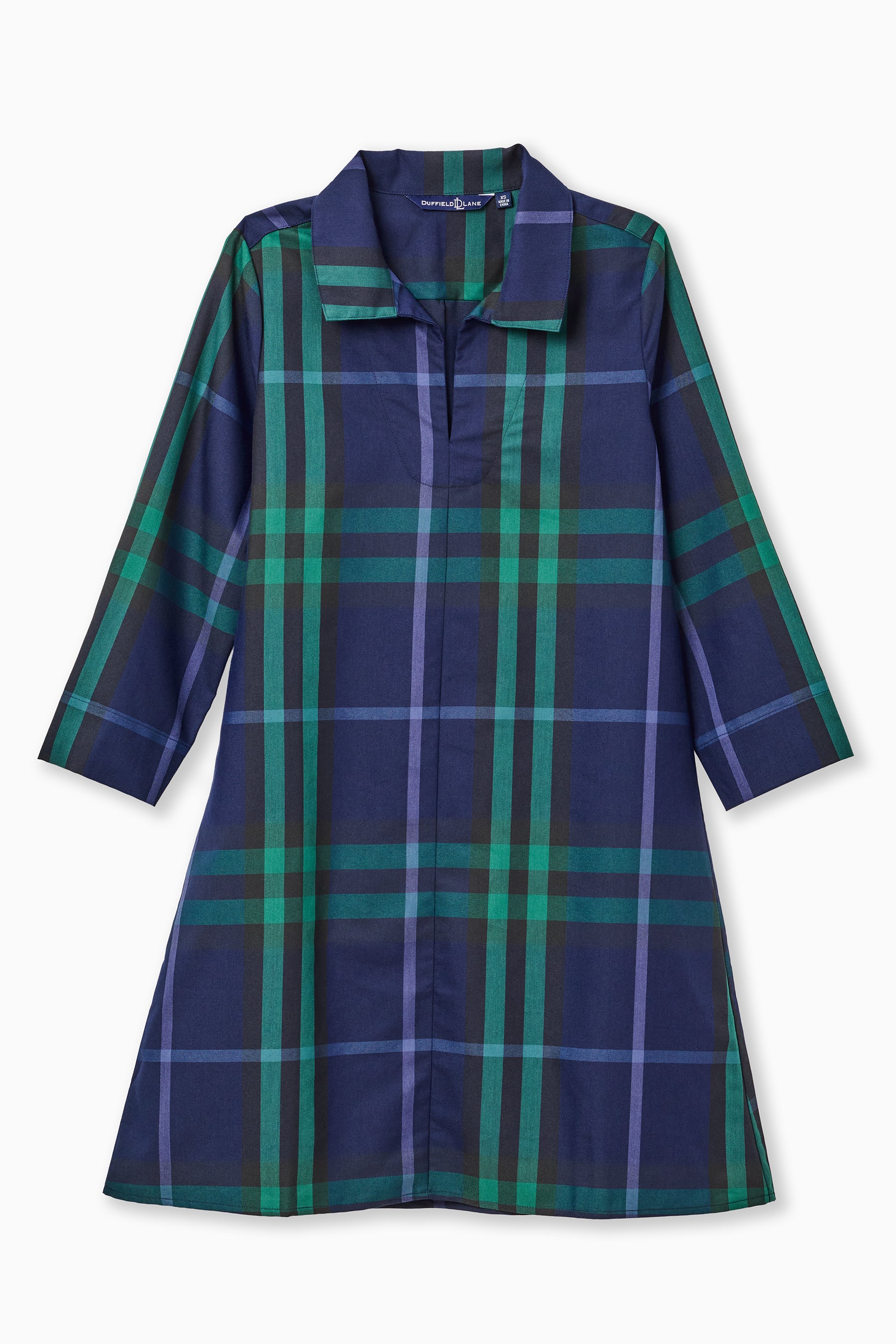 Victoria Dress in Navy Plaid S Victoria Dress in Navy Plaid S