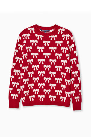 Bow Crew Neck Sweater in Red