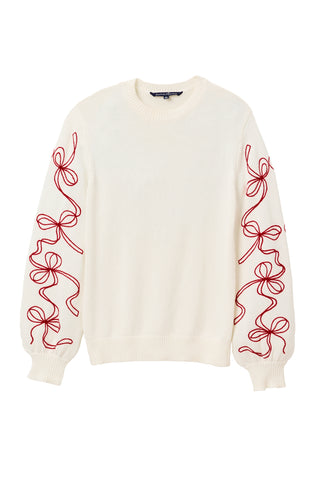 Bow Sleeve Crew Neck Sweater in Ivory