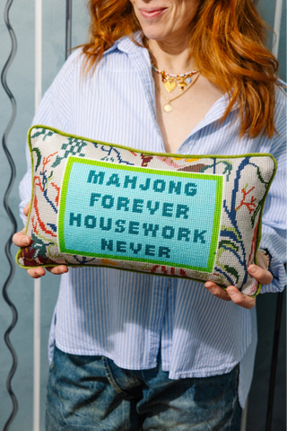 Mahjong Needlepoint Pillow