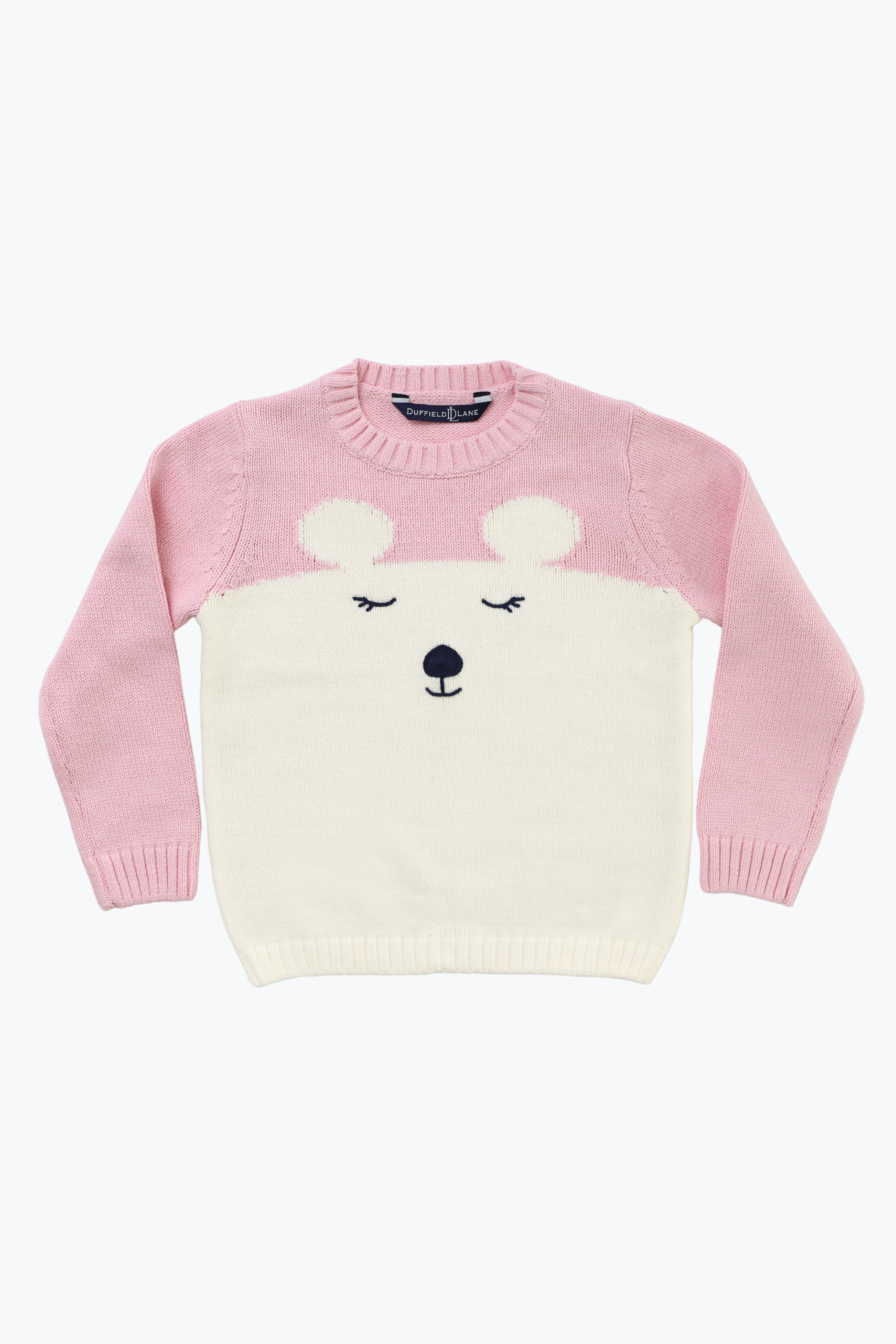 Girls Polar Bear Crew Neck in Ivory and Pink – Duffield Lane Girls Polar Bear Crew Neck in Ivory and Pink – Duffield Lane