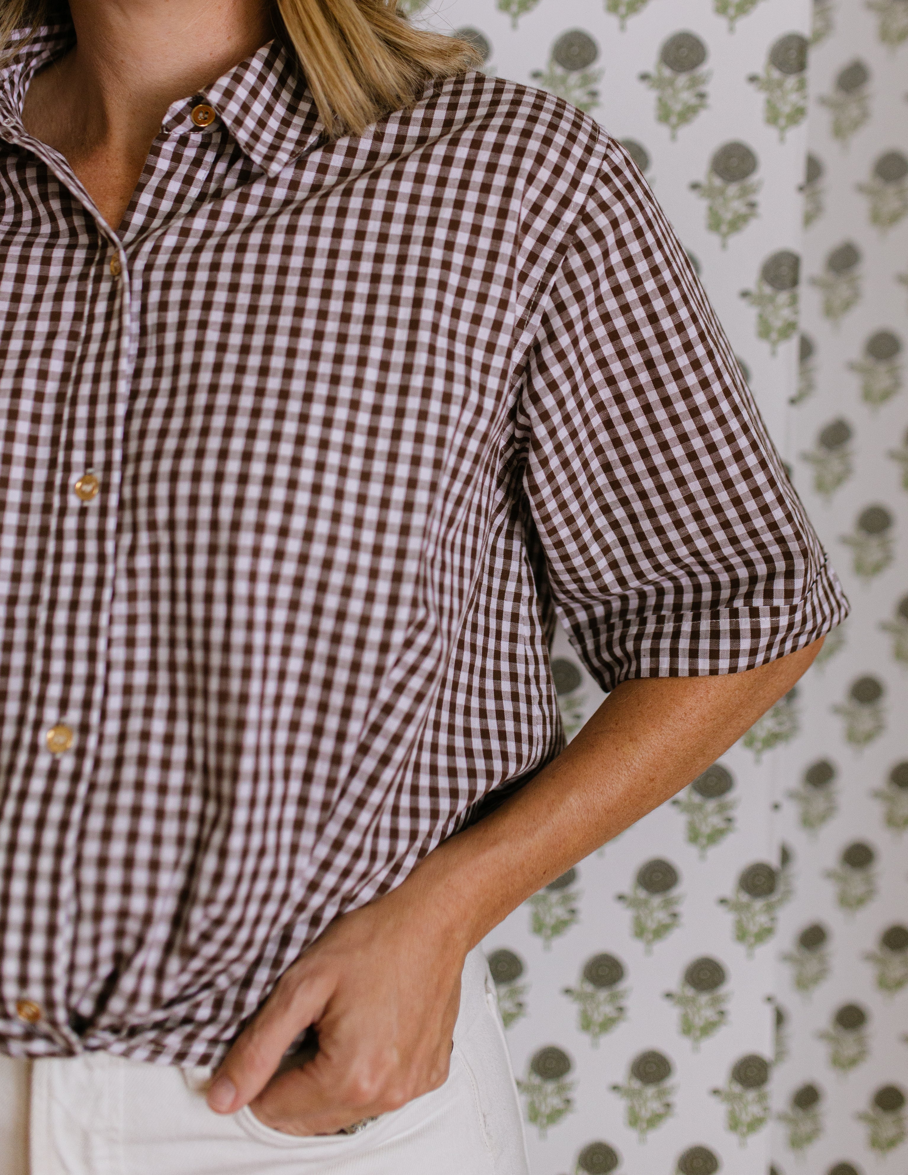 Livvy Top in Brown Gingham XS
