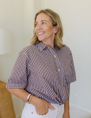 Livvy Top in Brown Gingham