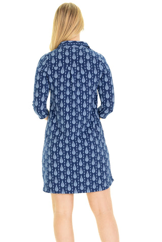 The Kit Collared Dress in Blue Vine