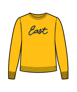 Pre-Order Custom Women's "EAST" Sweater in Yellow: NEW SPORT CREW FIT