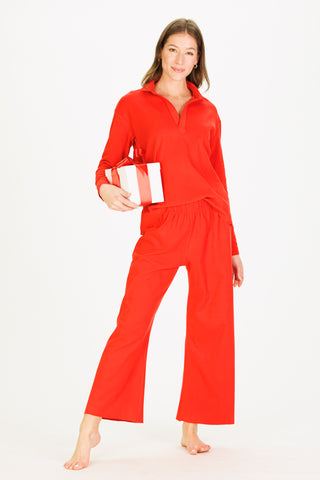 Cropped Peri Pant in Red SuperSoft