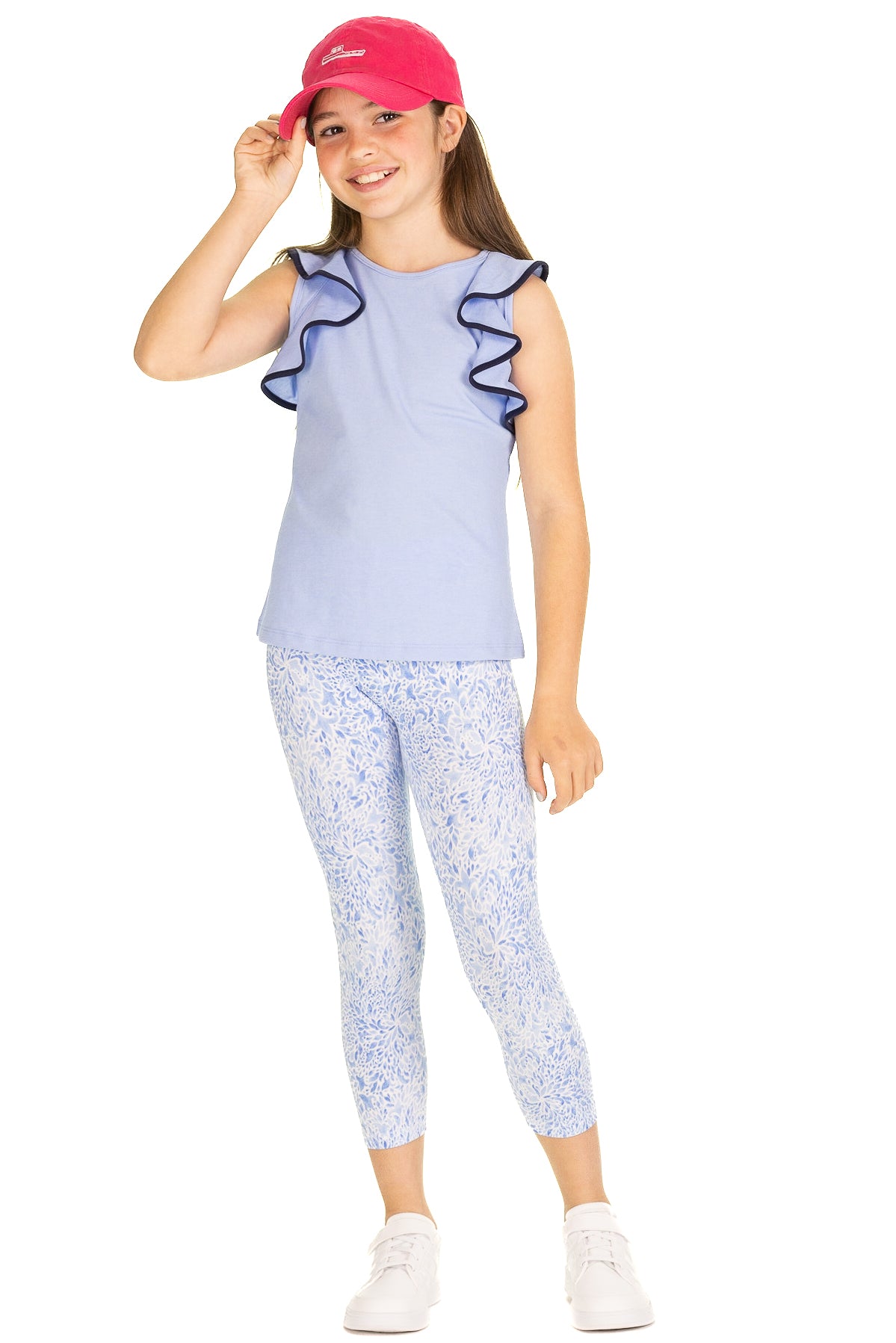 Girls Capri Lolly leggings in Blue Hydrangea - 10 - Duffield Lane