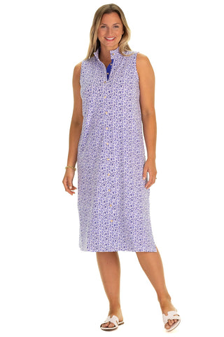 The Midi Kerry Dress in Blue Basketweave