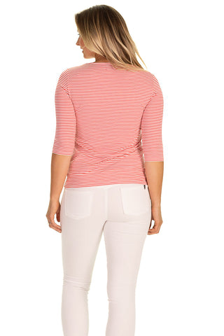 The Performance Lake Tee in Coral Pinstripe