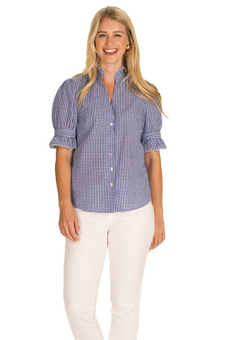 The Marlow Top in Navy Gingham