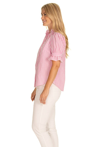 The Marlow Top in Pink Orchid Stripe