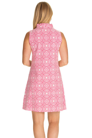 The Poppy Dress in Raspberry Medallion Print