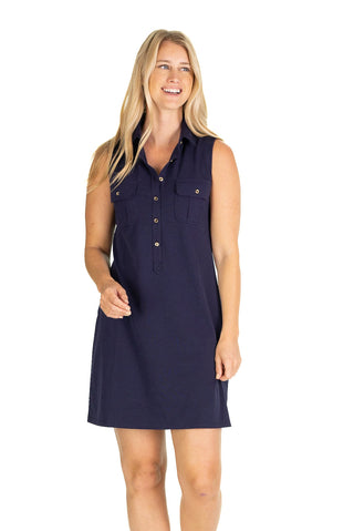 The Active Pique Opal Dress in Navy