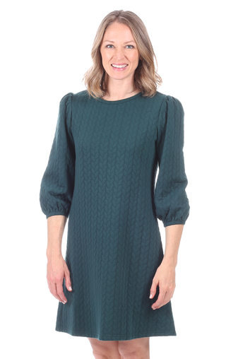 Alaina Dress in Green Cable Knit