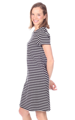 Amber Dress in Black & White Stripe