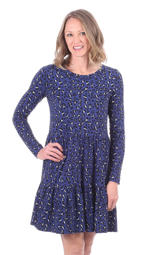 Ashton Dress in Blue Leopard