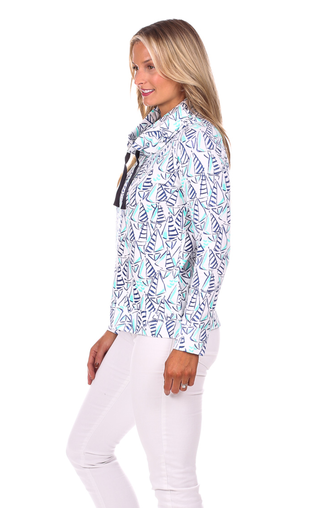 Finley Funnel Neck in Sailboat Print