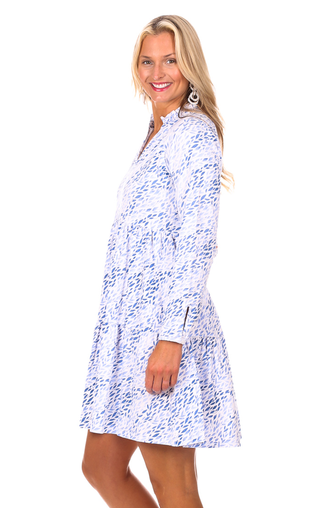 Fiona Dress in Blue Leaves