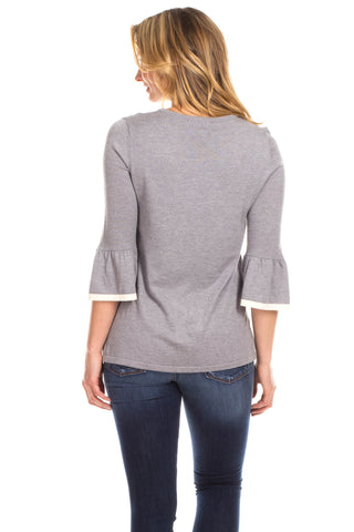 Remmy Ruffle Sweater in Grey