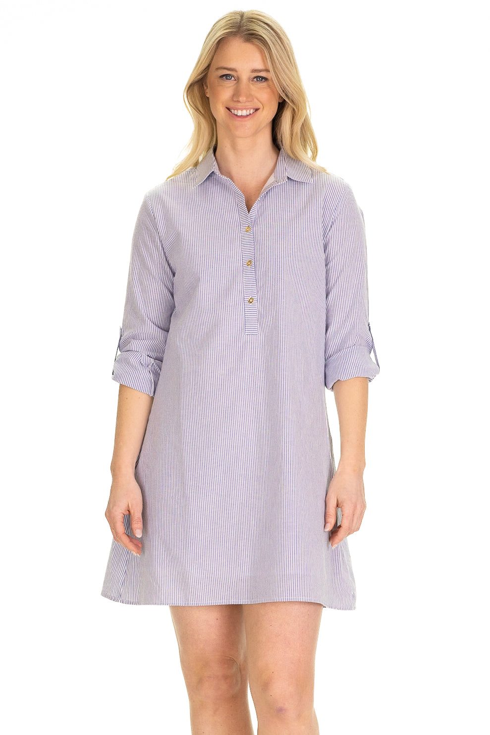The Keys Dress in Blue Seersucker XS The Keys Dress in Blue Seersucker XS