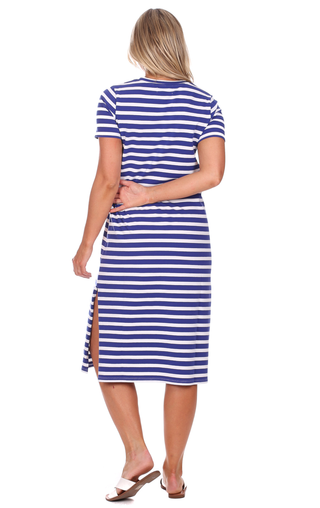 Kristen Dress in Bright Blue Stripe