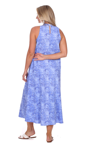 Lennox Midi Dress in Blue Marble